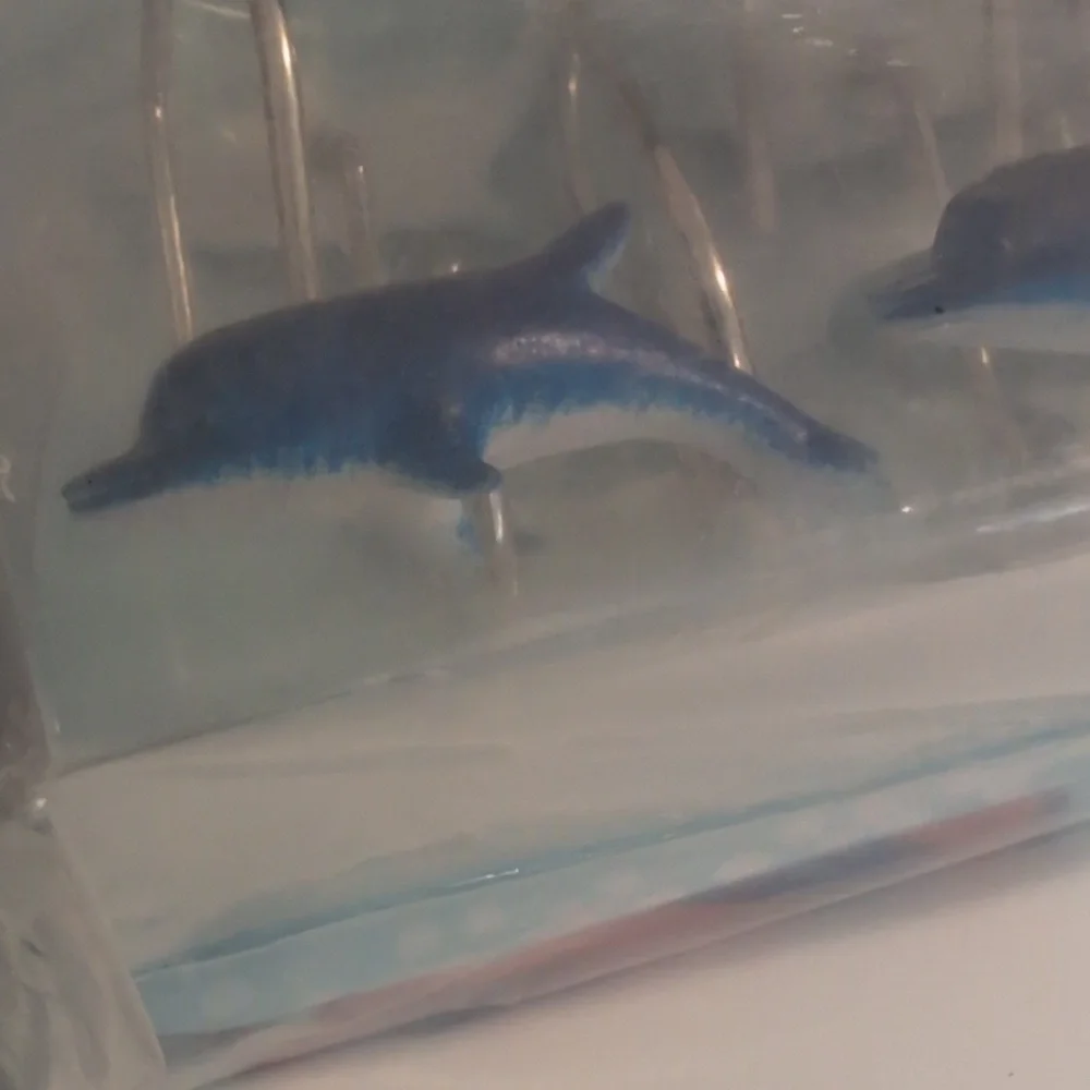 Dolphin‎ Fish Ocean Shower Curtain And Hook Set Nip